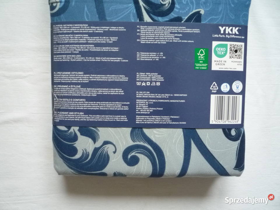 Smukee nowa granatowa szara pościel satynowa Komplety pościeli Wyposażenie wnętrz Szczecin