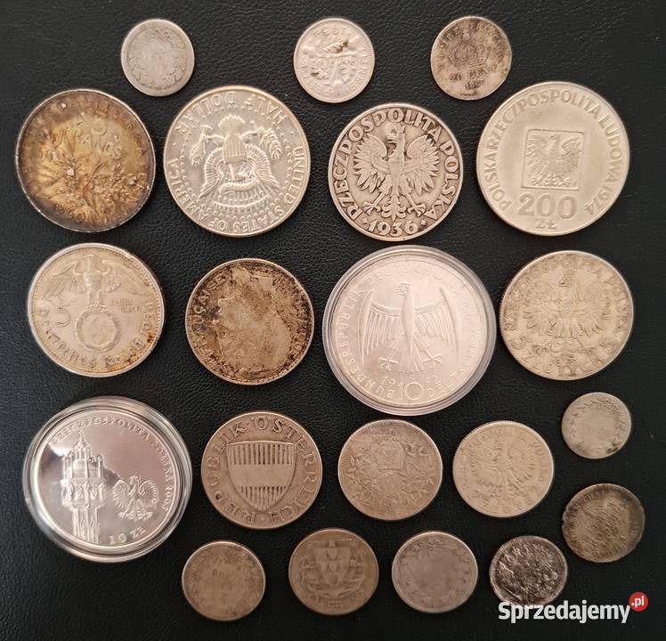 Zestaw Srebrnych Monet 21 sztuk Mix Gliwice