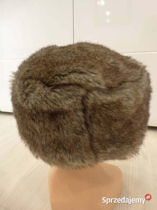 Czapka Futrzana Toczek Sztuczne Futro Beżowa Dla kobiet podlaskie
