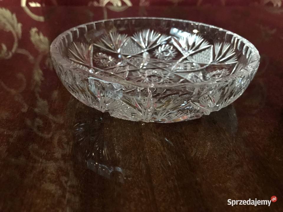 Kryształowa płytka miseczka 15 ręczny szlif PRL Łódź