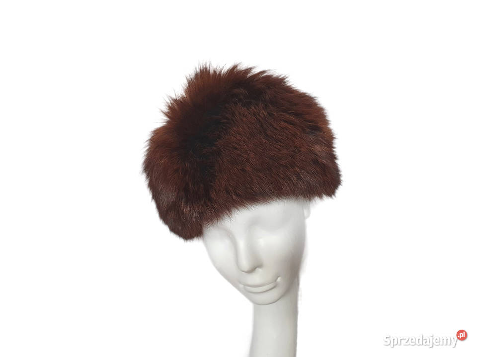 Czapka brązowa z lisa niebieskiego Lis farbowany Moda i Styl śląskie Katowice