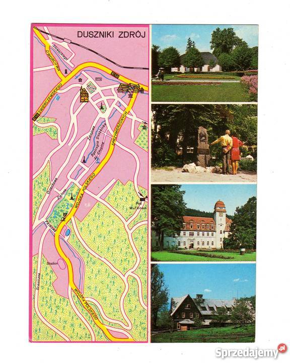 DUSZNIKI ZDRÓJ POCZTÓWKA Z PLANEM WIELOWIDOKOWA świętokrzyskie Krynki