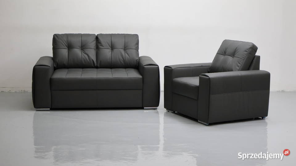 KOMPLET 21 sofy kanapy zestaw popielata skóra wielkopolskie Poznań sprzedam