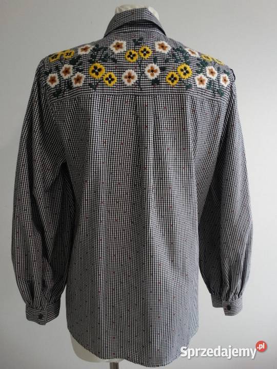 Koszula w BiałoCzarną Kratę Vichy Bawełniana podlaskie Łomża
