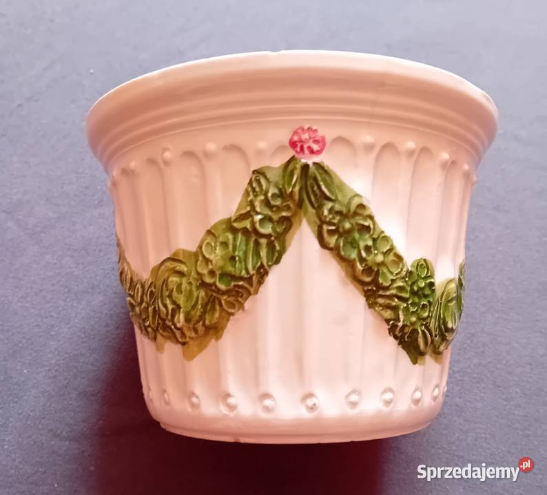 Secesyjna fajansowa osłonka doniczki z Porcelana i szkło Koźminek