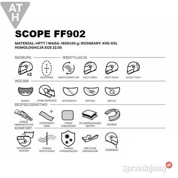 KASK SZCZEKOWY LS2 2020 SCOPE CZARNY MAT L SKLEP warmińsko-mazurskie Mrągowo