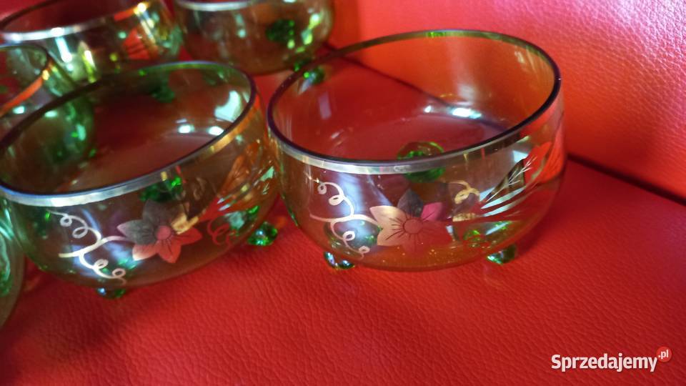 Miseczki z lat 70 zieleń i złoto mazowieckie Warszawa