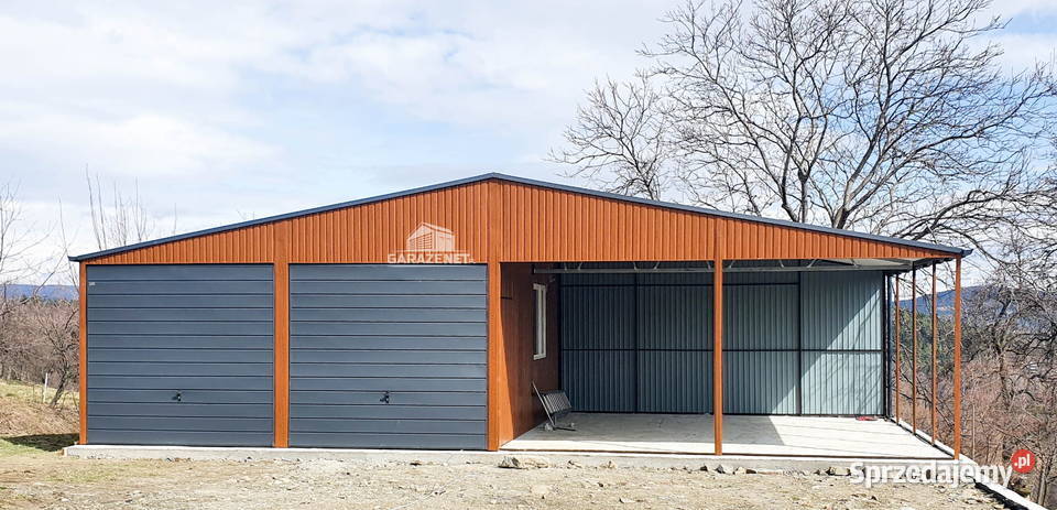 GARAŻ BLASZANY 6m x 6m WIATA 6m x 6m DWUSPAD 2x Łapanów