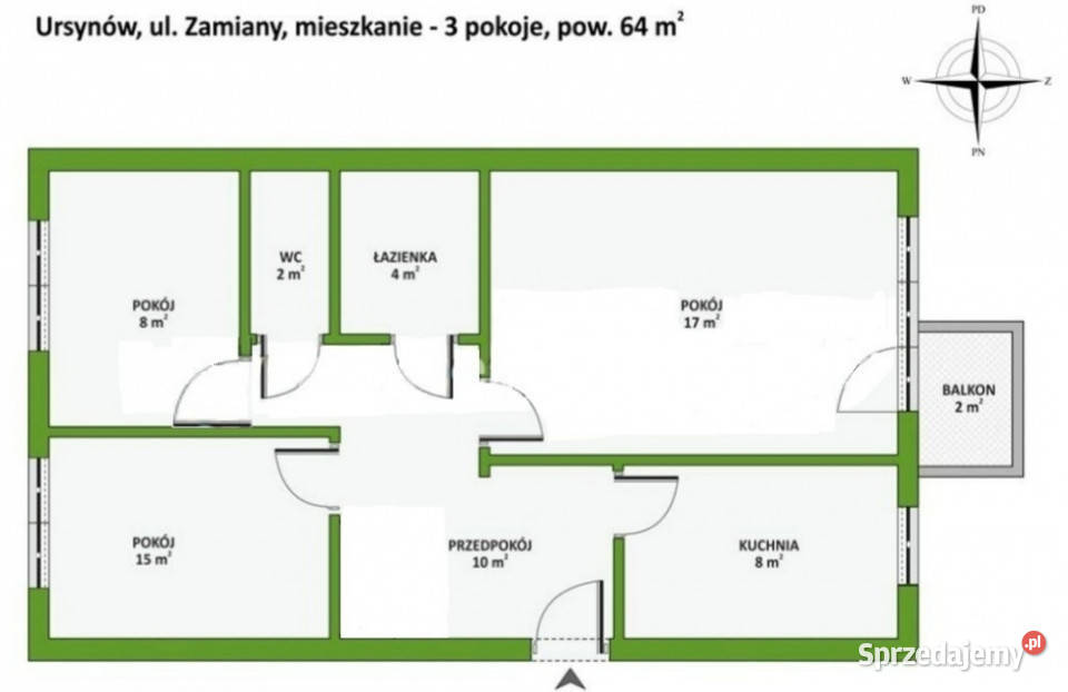 BEZPOŚREDNIO 3 osobne pokoje 63 m2 remoncie nowe Liczba pokoi 3 Warszawa