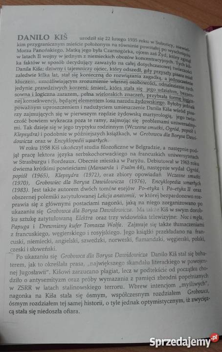 Grobowiec Borysa Dawidowicza siedem rozdziałów D Proza i poezja Gdańsk