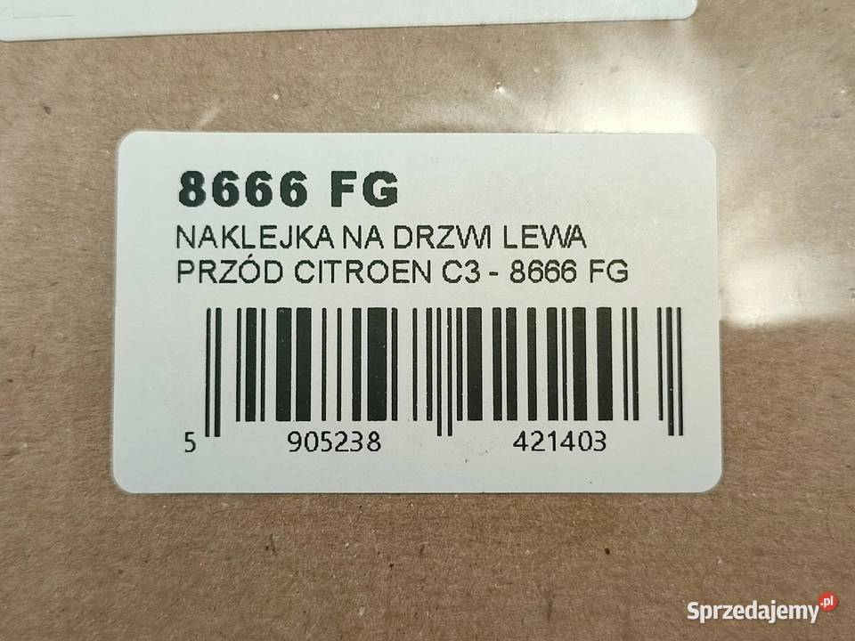 NAKLEJKA NA DRZWI LEWY PRZÓD CITROEN C3 II 2009 lubelskie sprzedam