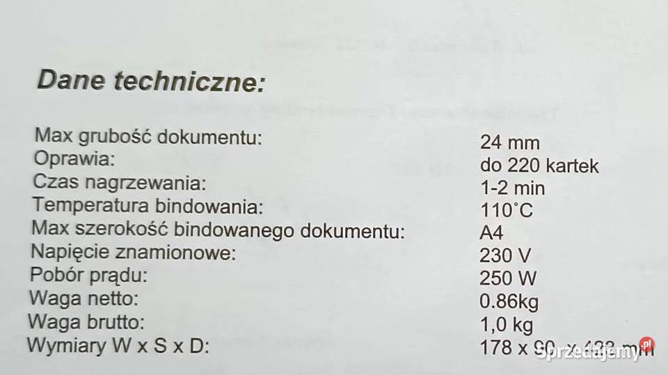 ermobindownica bindownica Opus TB250 w Częstochowa