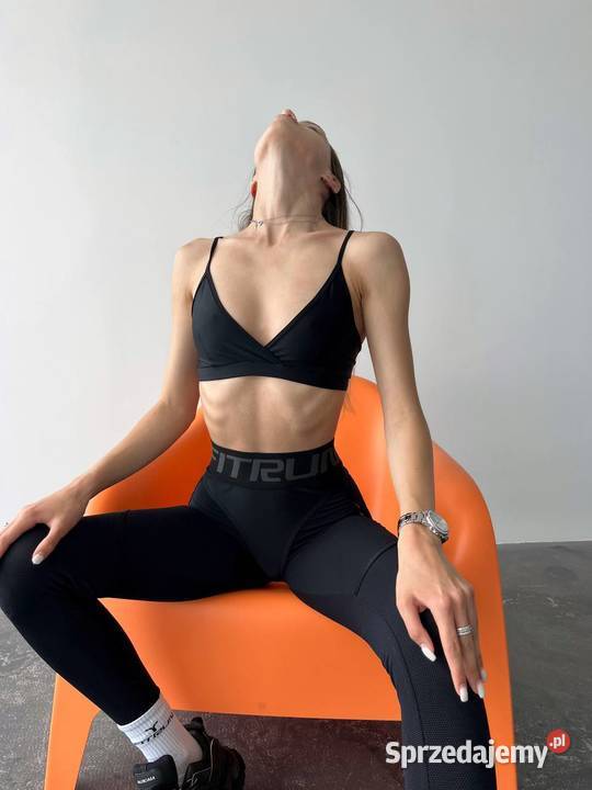 Legginsy modelujące Push Up czarne wysoki stan Bez wzoru