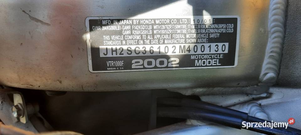 Honda vtr1000f na części silnik Poniec