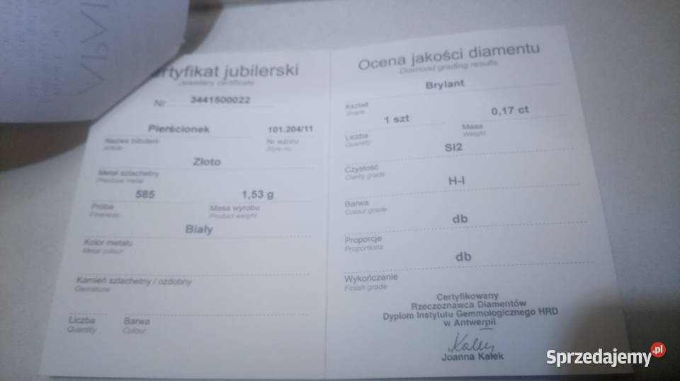 Pierścionek z brylantem Apart Nowy Ożarów Mazowiecki