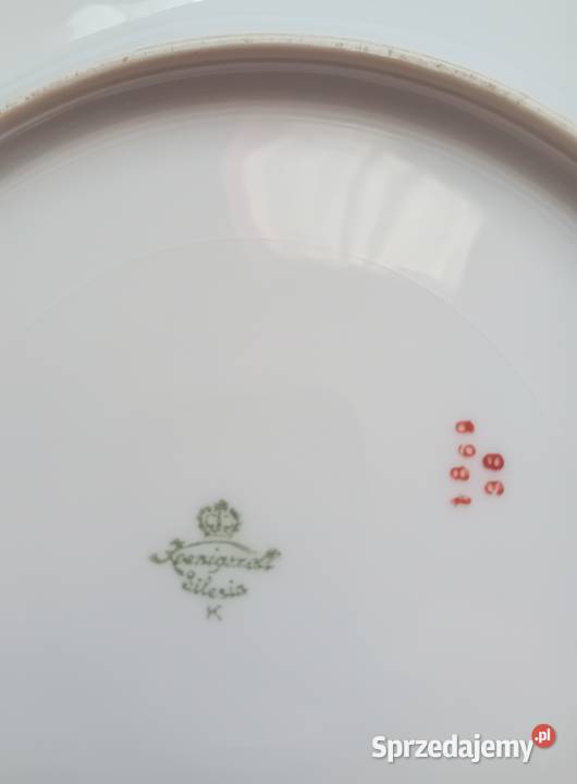 Patera z uchwytami Koenigszelt Silesia Sygnatura Porcelana i szkło Koźminek