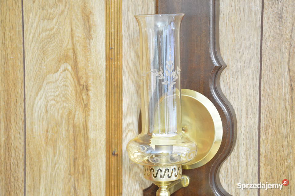 piękny kinkiet świecznik mosiądz drewno Jastrzębie-Zdrój