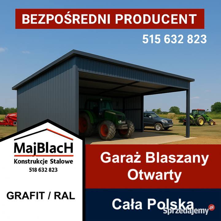 OCYNKOWANA Wiata Otwarta Garaż Blaszany HALA Sprzedaż warmińsko-mazurskie Mrągowo