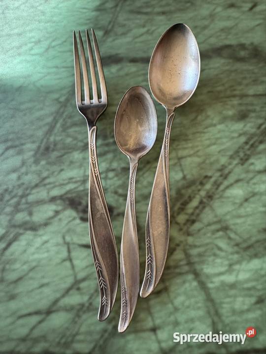 Antyki sztućce fraget srebrne 3 sztuki PRL lata śląskie Częstochowa