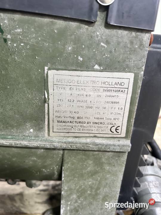 Agregat z wojska Włoski 6kW nieuszkodzony Krosno