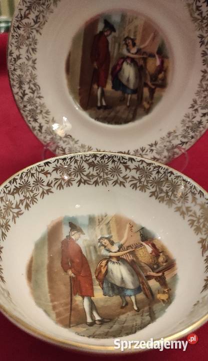 Zabytkowy zestaw Duo z porcelany kostnej Vintage Pabianice sprzedam