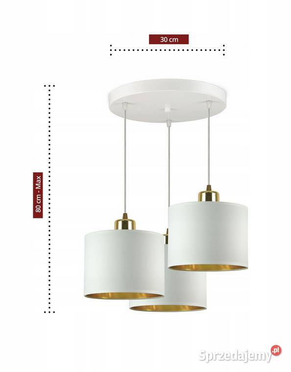 Lampa Wisząca Żyrandol Abażury Biała Złota LED Choroszcz sprzedam