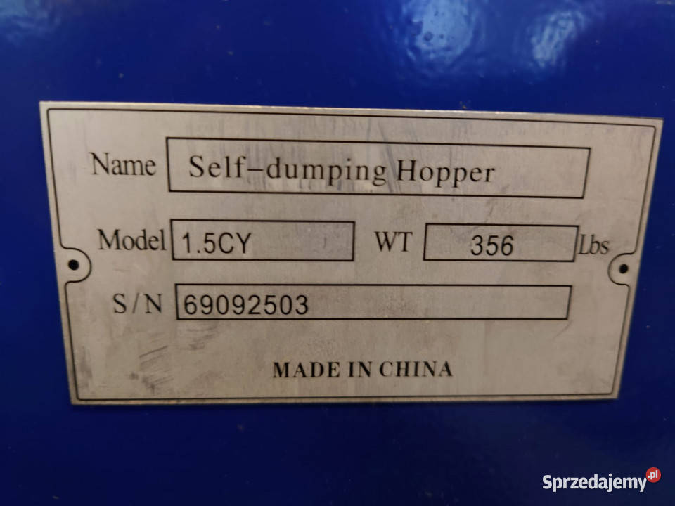 Kontener samowyładowczy do wózka widłowego 15 m3 wielkopolskie Gorzyce Wielkie sprzedam