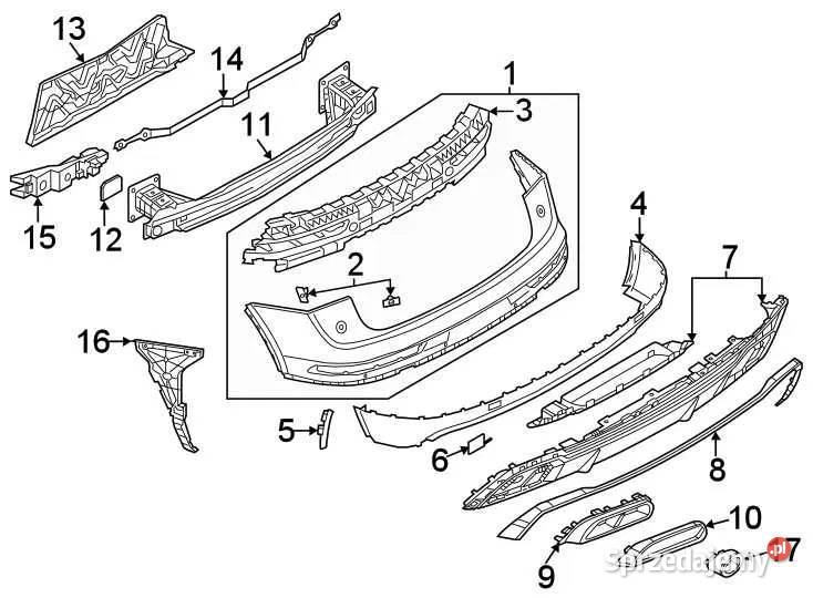 Listwa zderzaka tył Audi q5 80A FY 80A853057AT94 osobowe Kolno