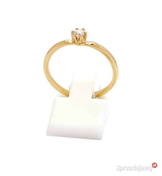 Pierścionek r16 Złoty pr333 z jednym kamieniem Poznań
