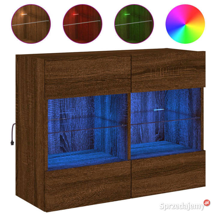Ścienna szafka TV z LED brązowy dąb 785x30x605 Warszawa