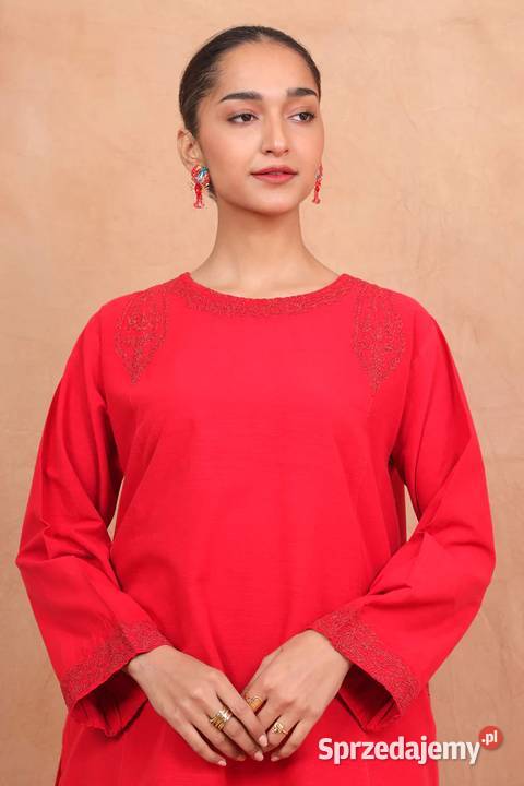 Czerwony komplet Salwar Kurti 2XL 3XL Haft Szczecin sprzedam