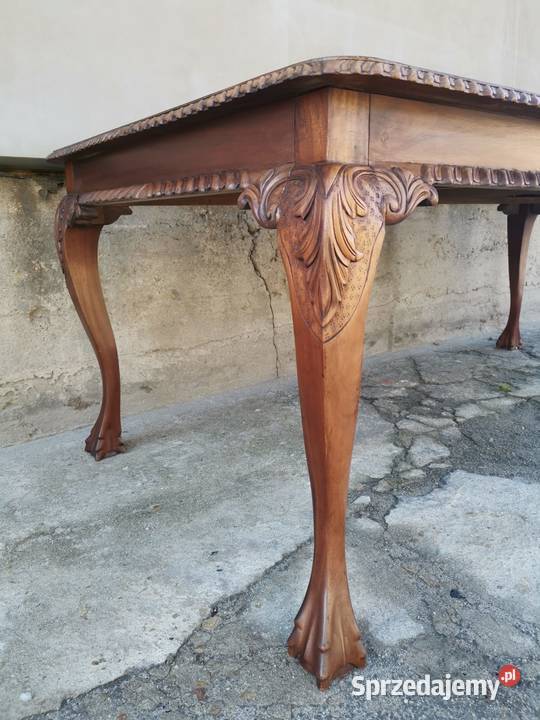 Stół drewniany rzeźbiony styl Chippendale