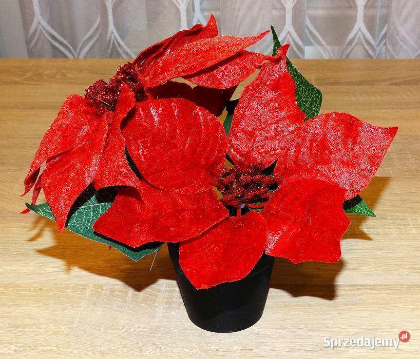 Ozdoba świąteczna sztuczny kwiat w doniczce wielokolorowy sprzedam