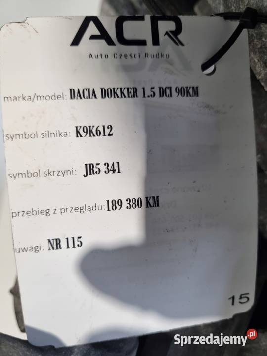 SKRZYNIA BIEGÓW Dacia Dokker 15 DCI MANUALNA