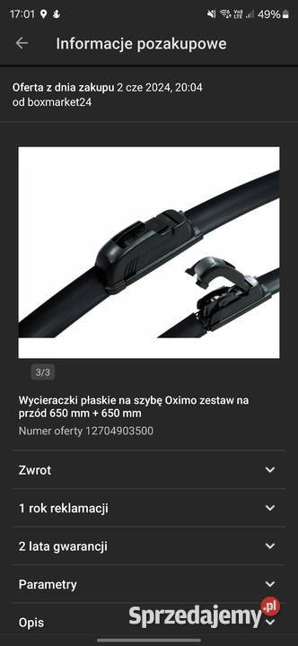 Nowe wycieraczki płaskie na szybę Oximo zestaw Warszawa