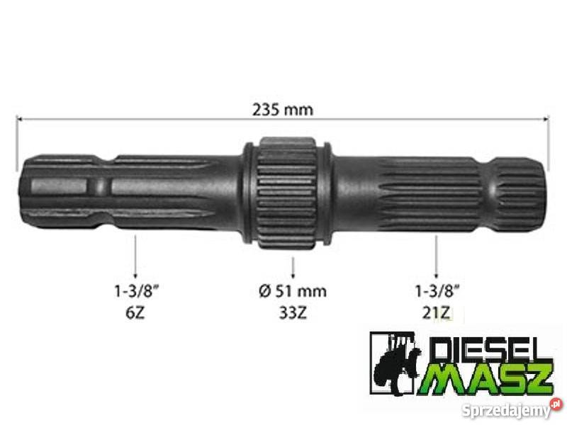 Końcówka wałka WOM John Deere 6210 6820 6830 Zbuczyn