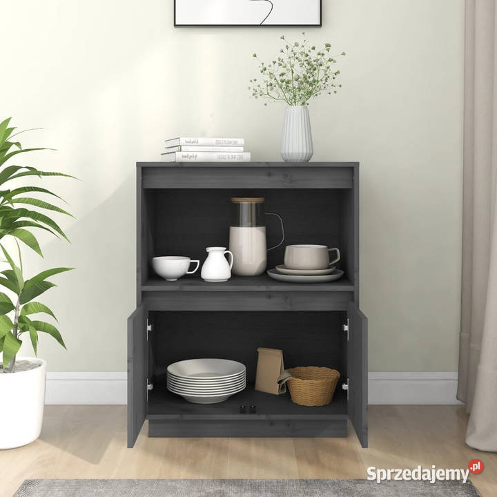 Szafka szara 60 x 34 x 75 lite drewno sosnowe