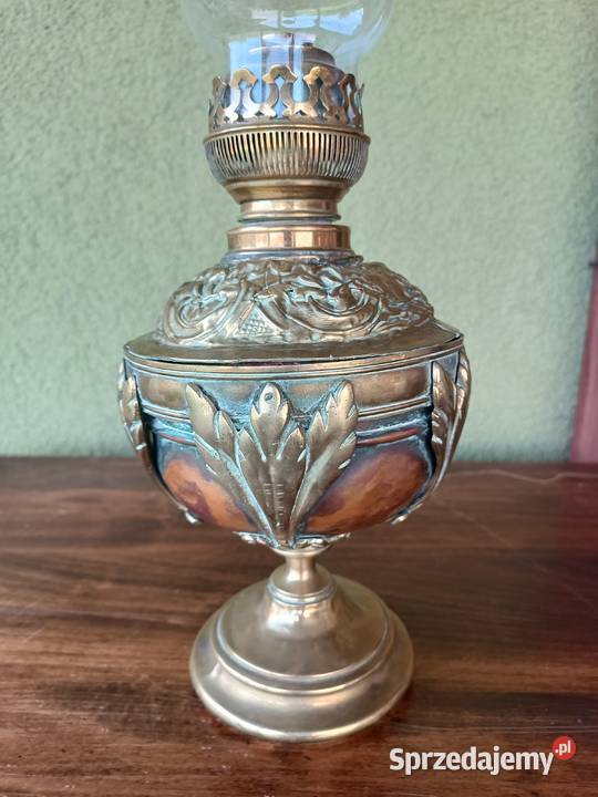 Stara mosiężna lampa naftowa Francja Budzyń