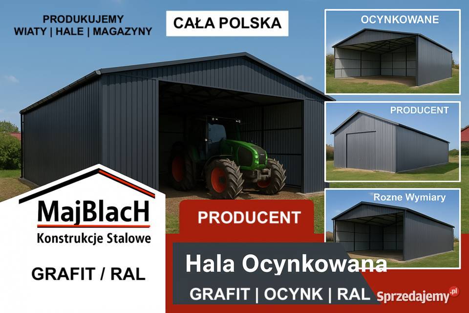 Grafitowy Garaż Blaszany na MaszynyWiata bez Olecko