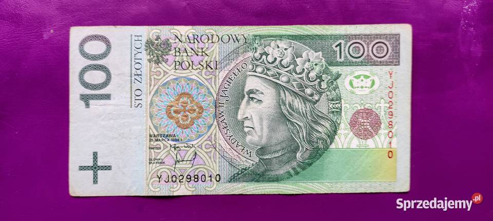 Banknot 100 1994 seria YJ Zastępcza seria 12 Pruszków