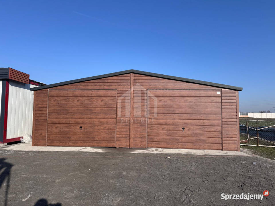 Garaż blaszany 8x6m 2x brama uchylna drzwi dach Jastrzębie-Zdrój
