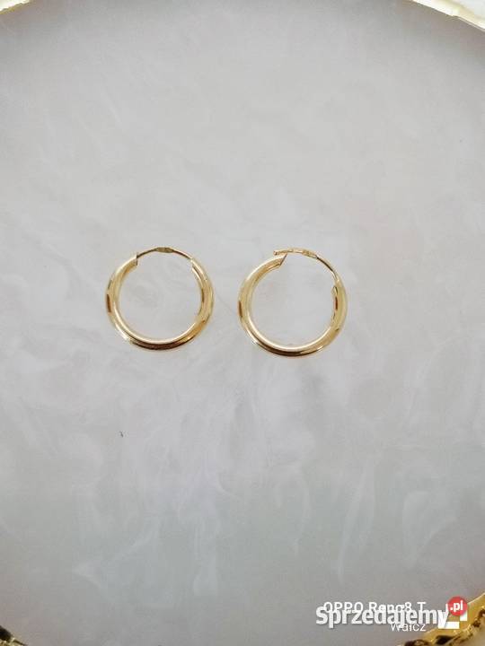 Złote Nowe kolczyki kółeczka śred12mmpr585 Wałcz