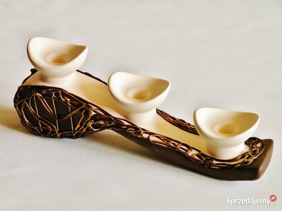 Świecznik ceramiczny wyrób współczesny ręcznie wielokolorowy Bydgoszcz