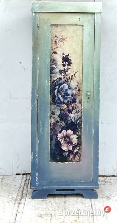 Szafa jednodrzwiowa vintage niebieska shabby Przeworsk