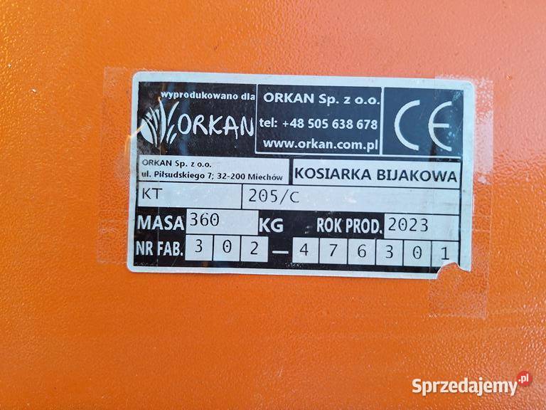 Kosiarka bijakowa mulczer Orkan KTC 205 używana małopolskie Kraków
