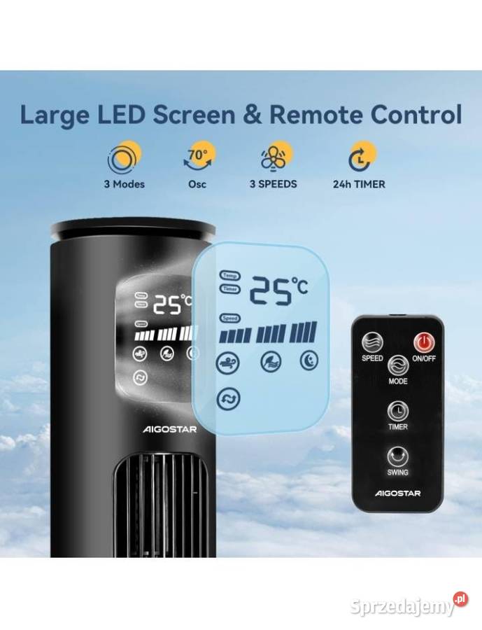 Wentylator kolumnowy z pilotem WiFi Bluetooth 50 Łódź