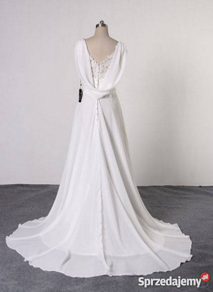 SUKNIA ŚLUBNA tren hafty WESELE CYWILNY 44 XXL dolnośląskie Jelenia Góra