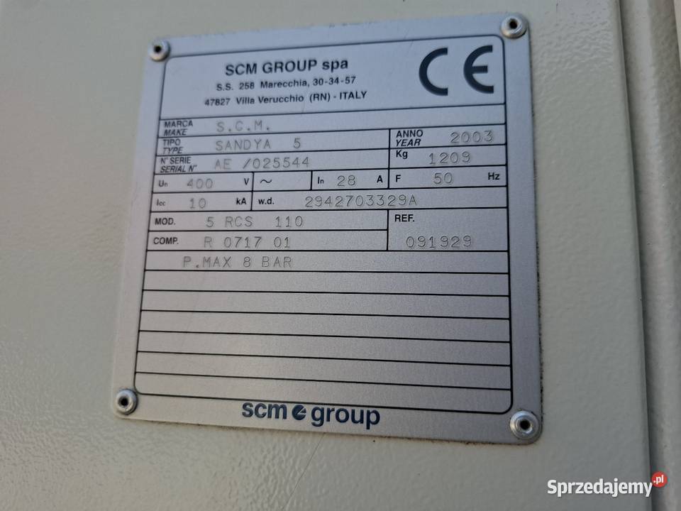 SCM Sandya 5 Szlifierka szerokotaśmowa 110 Sidzina