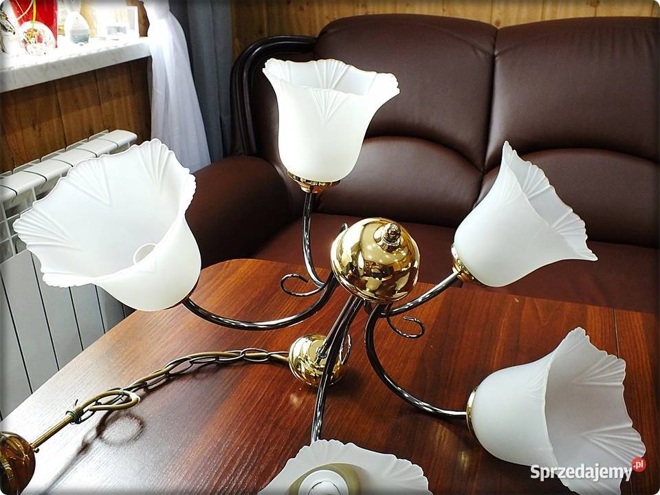 Żyrandol CzarnoZłoty Lampa wisząca sufitowa 5cio Żary