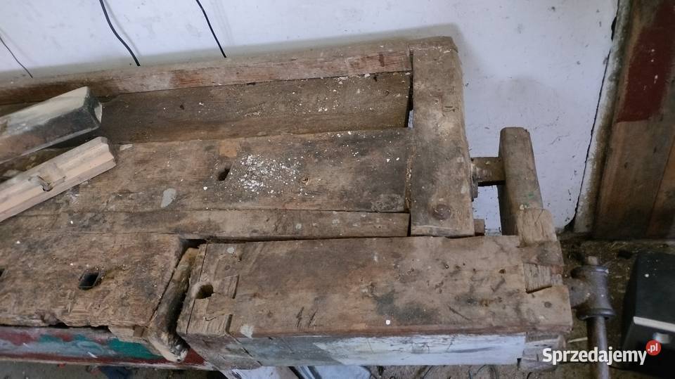 Stary drewniany stół stolarski Wólka Pełkińska